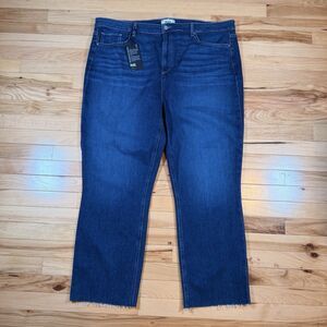 Paige Women's Size 26W Jean Cindy Raw Hem Dark Wash High Rise Classic MSRP $229
